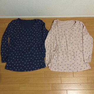 授乳服　マタニティウェア　2着セット　Tシャツ長袖　ロンT M(マタニティトップス)