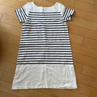 ムジルシリョウヒン(MUJI (無印良品))の無印　ボーダーロングシャツ　Ｌ(Tシャツ(半袖/袖なし))