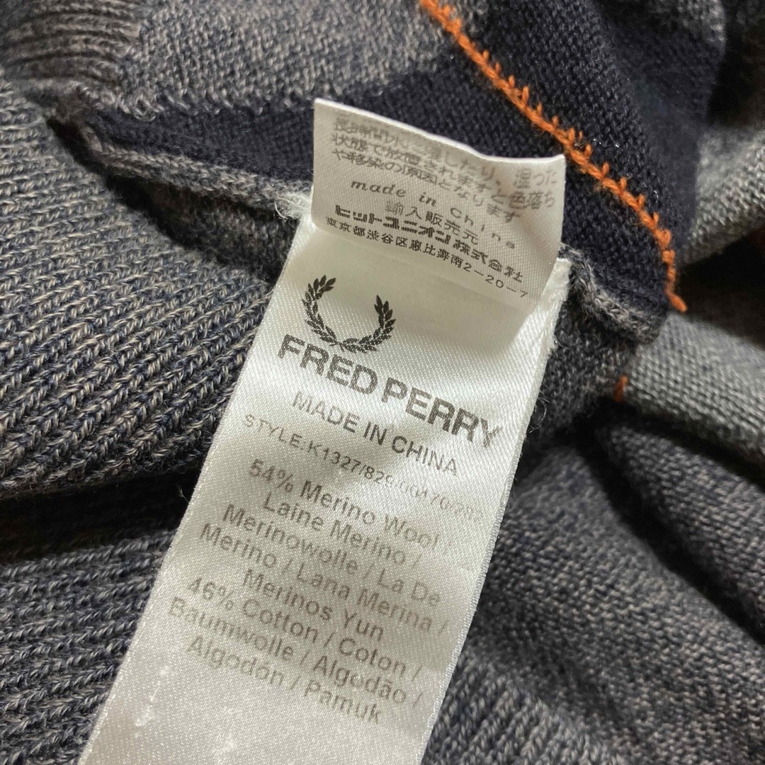 FRED PERRY(フレッドペリー)のFRED PERRY フレッドペリー　ニット　セーター　グレー　XSサイズ メンズのトップス(ニット/セーター)の商品写真