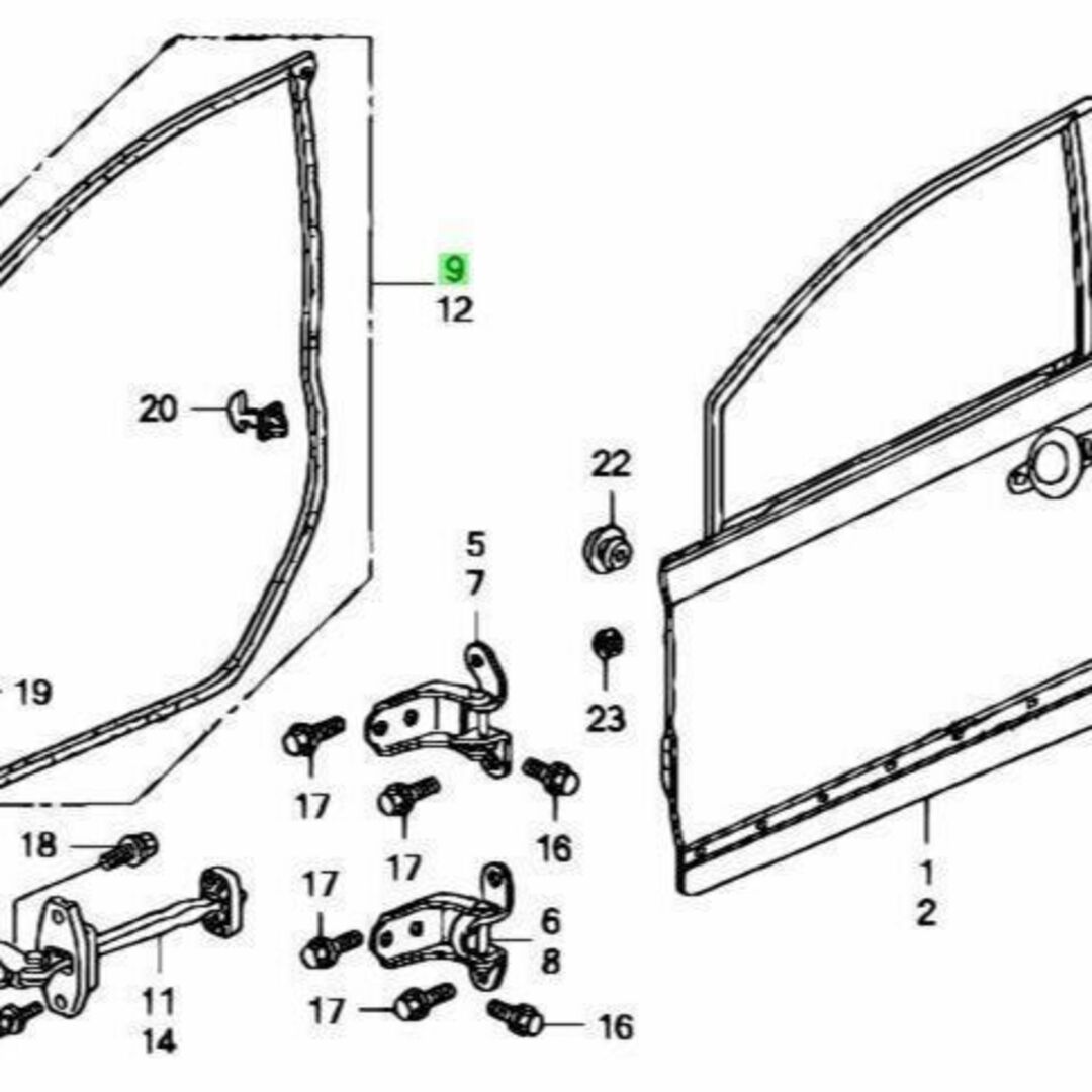 ホンダ(ホンダ)のホンダ シビック FD1 FD2 フロントドア ウェザーストリップ 左右 自動車/バイクの自動車(車種別パーツ)の商品写真