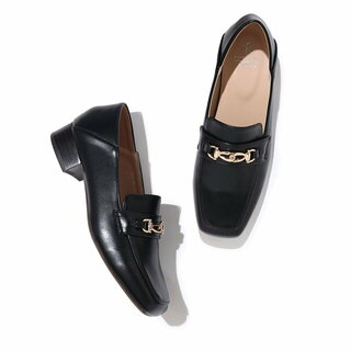 ロペピクニックパサージュ(ROPE' PICNIC PASSAGE)の【ブラック（01）】スクエアトゥビットローファーバブーシュ(ローファー/革靴)