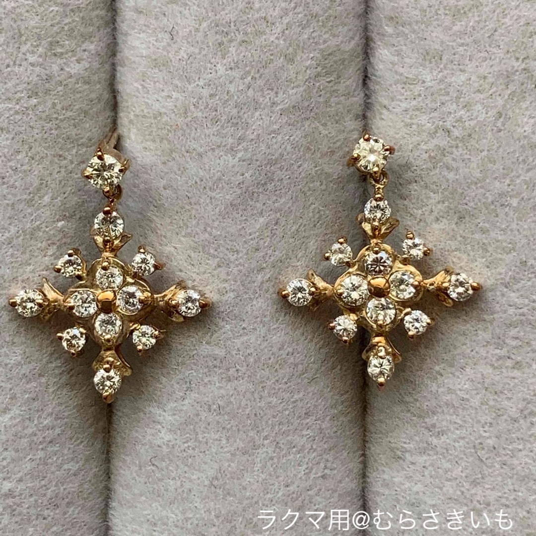 0.5カラット ダイヤ K18 YG 菱形 ピアス レディースのアクセサリー(ピアス)の商品写真