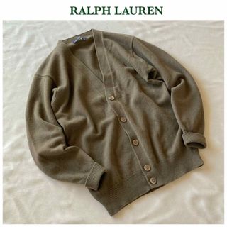 ラルフローレン(Ralph Lauren)のビンテージ ラルフローレン ロゴ刺繍 ウール Vネック ニット カーディガン(カーディガン)