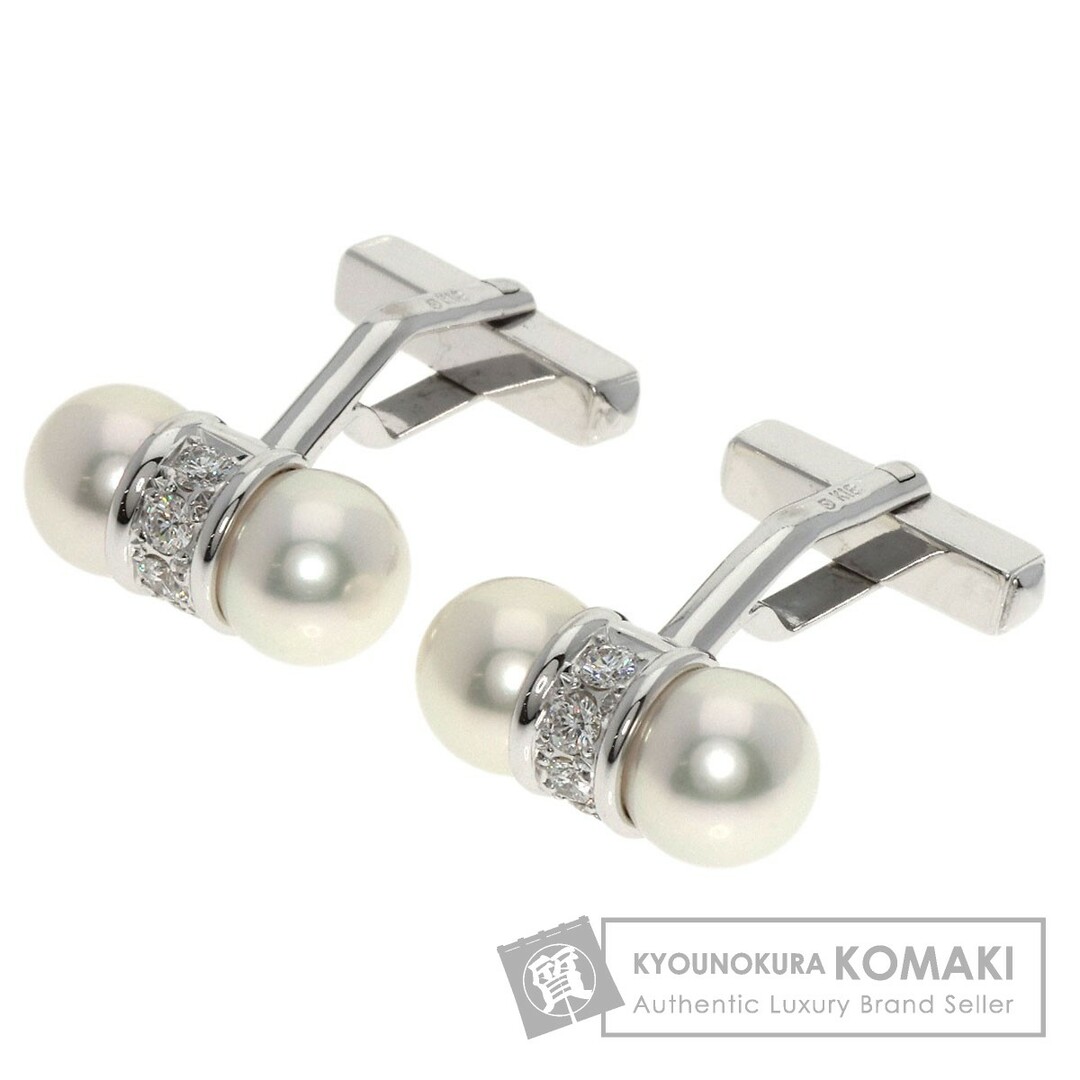 MIKIMOTO(ミキモト)のMIKIMOTO アコヤパール 真珠 ダイヤモンド カフス K18WG メンズ メンズのファッション小物(カフリンクス)の商品写真