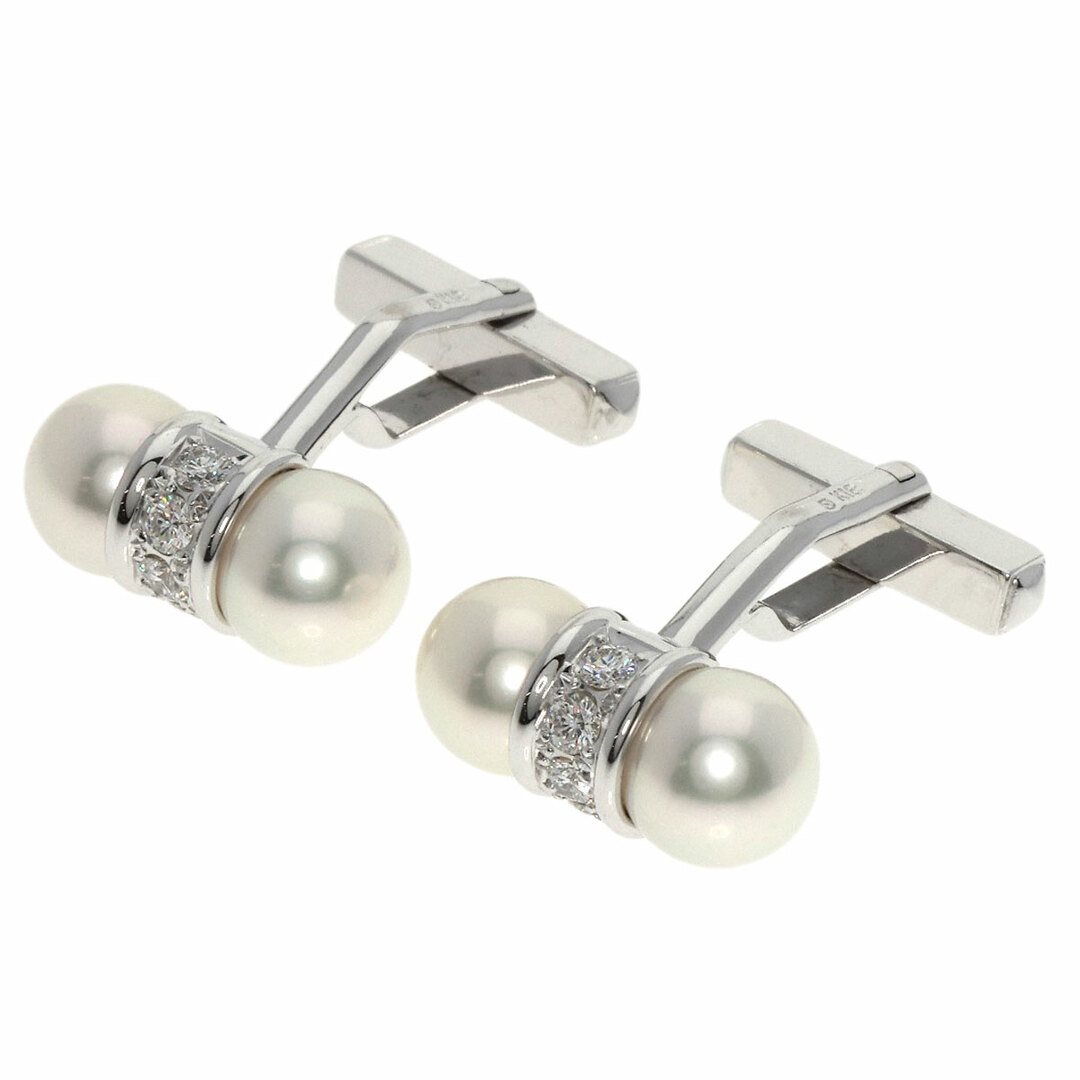 MIKIMOTO(ミキモト)のMIKIMOTO アコヤパール 真珠 ダイヤモンド カフス K18WG メンズ メンズのファッション小物(カフリンクス)の商品写真