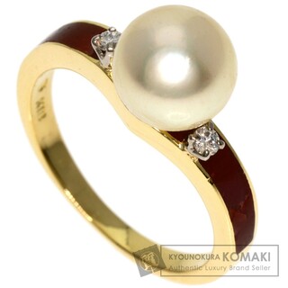 ミキモト(MIKIMOTO)のMIKIMOTO アコヤパール 真珠 ダイヤモンド エナメル リング・指輪 K18YG レディース(リング(指輪))