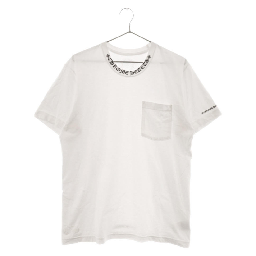 CHROME HEARTS クロムハーツ Neck Logo T-SHIRT ネックロゴプリント ポケット付き半袖Tシャツ ホワイト435センチ袖丈