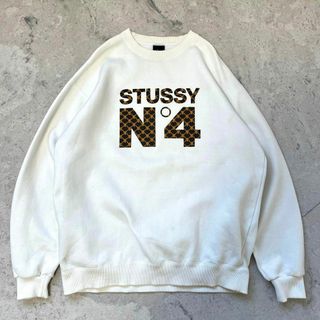 ステューシー(STUSSY)の【オールド ステューシー】XL 肉厚モノグラム スカル スウェット トレーナー白(スウェット)