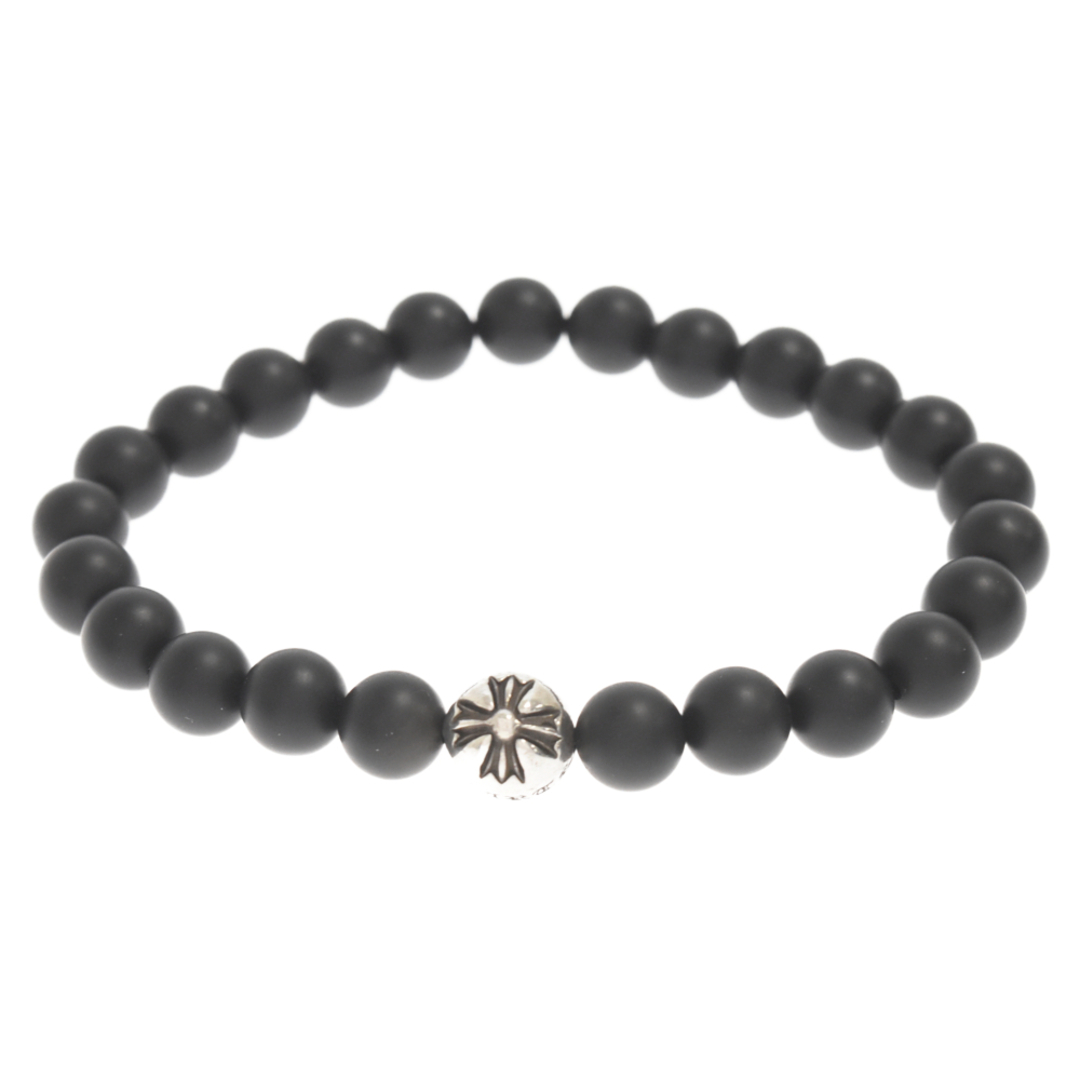 CHROME HEARTS クロムハーツ 8mm BEAD 8mmビーズブレス BEAD8mmオニキスビーズブレスレット シルバー/ブラック81ミリ重さ