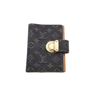 ルイヴィトン(LOUIS VUITTON)のLOUIS VUITTON ルイヴィトン 手帳カバー アンジェダPM モノグラムデニム R21038 イニシャル入り ノワール ゴールド 良品 中古 57880(手帳)