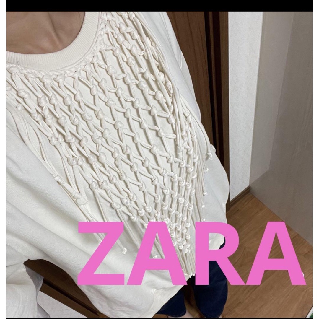 ZARA(ザラ)のZARA フリンジ　トレーナー レディースのトップス(トレーナー/スウェット)の商品写真