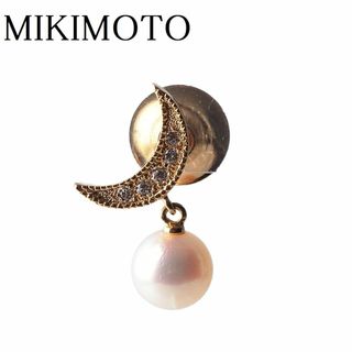 ミキモト(MIKIMOTO)のミキモト パール ダイヤ ピン ブローチ 三日月モチーフ K18YG 2.9g(キャッチ含む) 新品仕上げ済 MIKIMOTO【11858】(ブローチ/コサージュ)