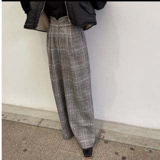 ビューティアンドユースユナイテッドアローズ(BEAUTY&YOUTH UNITED ARROWS)のflen glen check high-waist pants(カジュアルパンツ)