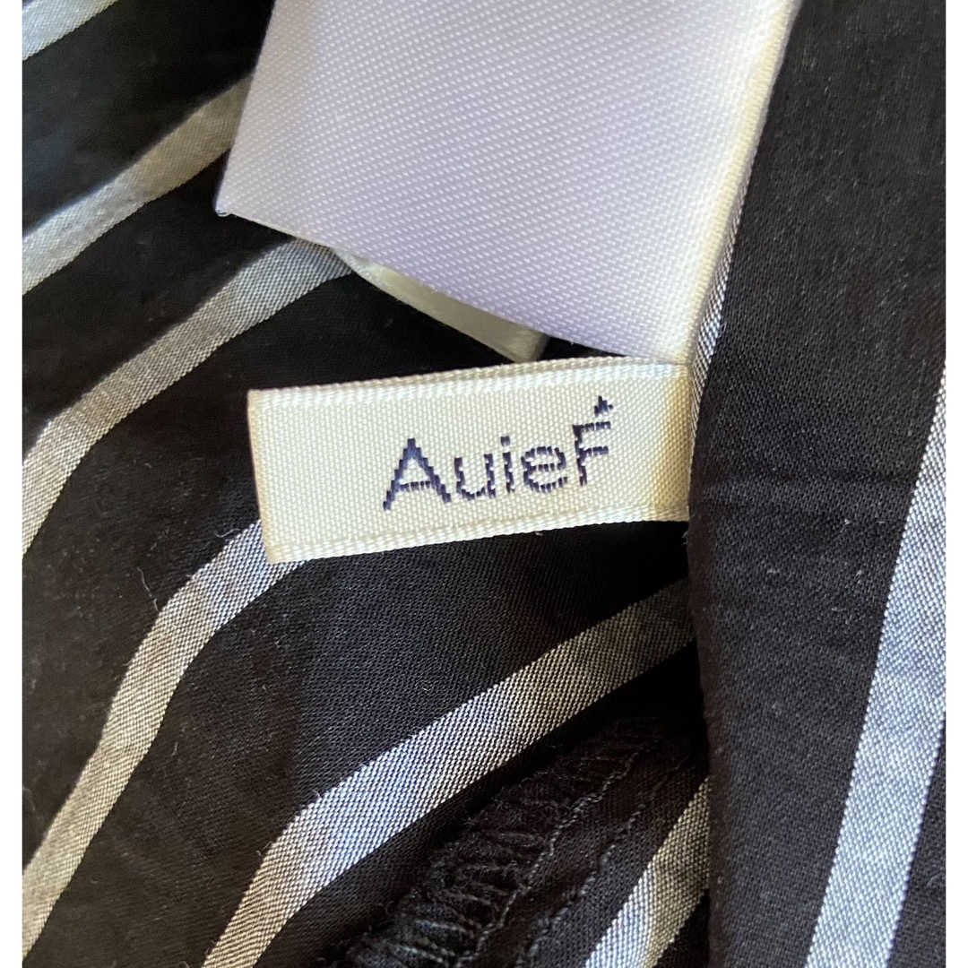 AuieF(アウィーエフ)のAuieF アウィーエフ ブラウス ストライプ ブラック リボン サイズ 38 レディースのトップス(シャツ/ブラウス(半袖/袖なし))の商品写真