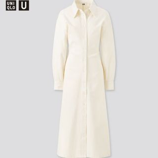 ユニクロ(UNIQLO)のユニクロUロングシャツワンピース（長袖）Sサイズ(ロングワンピース/マキシワンピース)