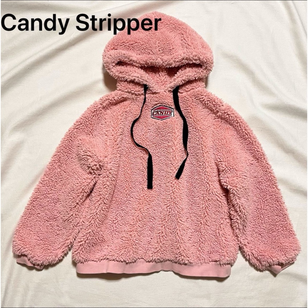 Candy Stripper(キャンディーストリッパー)のキャンディストリッパー  ボア フーデット パーカー ピンク  フリーサイズ レディースのトップス(パーカー)の商品写真