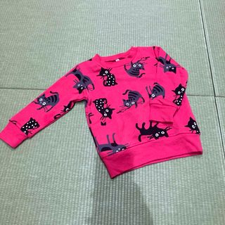 ニシマツヤ(西松屋)のキッズ　ピンク　ねこトレーナー90cm(Tシャツ/カットソー)
