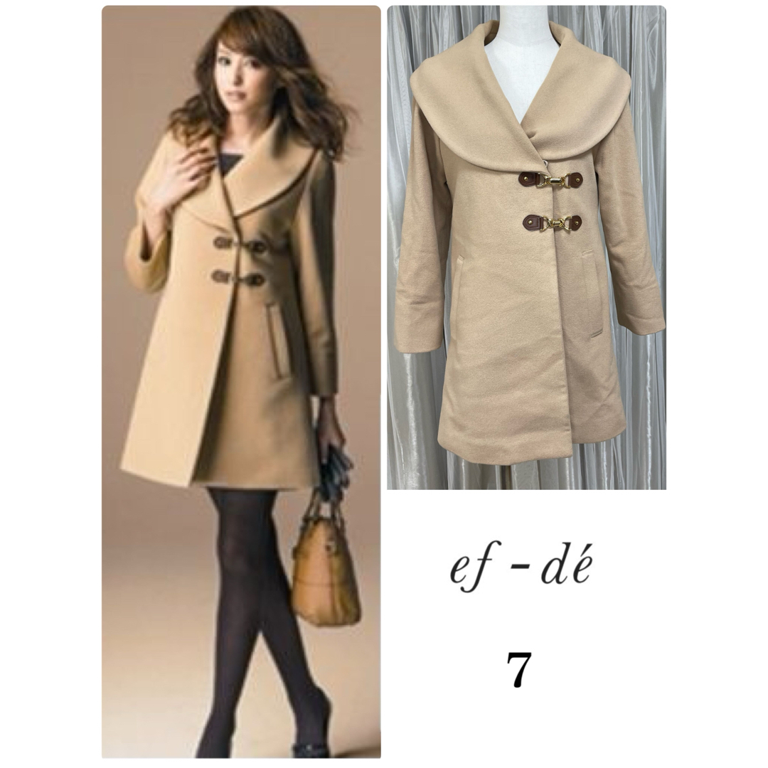 ef-deエフデ カシミア100%ステンカラーコート ウエストベルト ベージュ ef-deエフデ カシミア100%ステンカラーコート ウエストベルト ベージュ