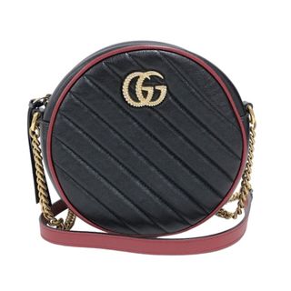 グッチ(Gucci)の　グッチ GUCCI GGマーモント ラウンド ミニショルダー 550154 ブラック レザー レディース ショルダーバッグ(ショルダーバッグ)