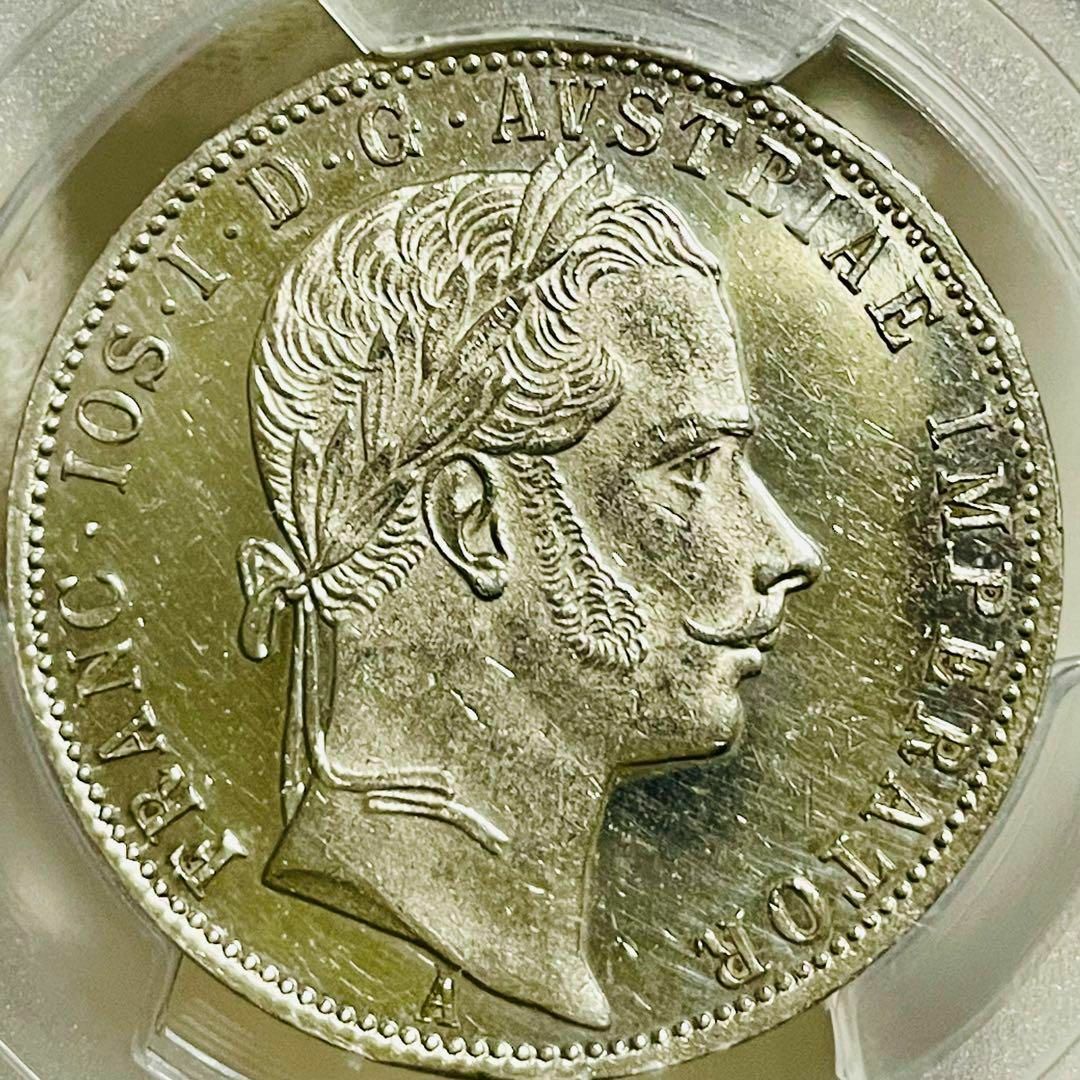 1862 オーストリア フローリン銀貨 UNC Details フランツヨーゼフ1860年発行国