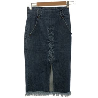 マメ(mame)のmame kurogouchi マメ クロゴウチ 16SSLace-Up Denim Skirt バックレースデニムスカート インディゴ 1 MM16SS-SK066(ひざ丈スカート)