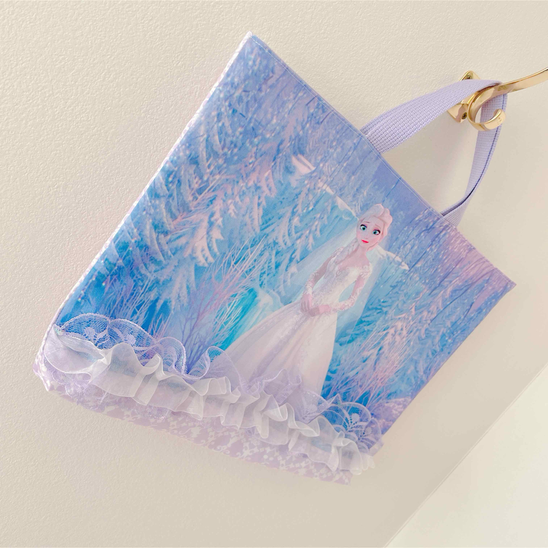 レッスンバッグ　エルサ　紫　ラベンダー　プリンセス　女の子　 ハンドメイドのキッズ/ベビー(バッグ/レッスンバッグ)の商品写真