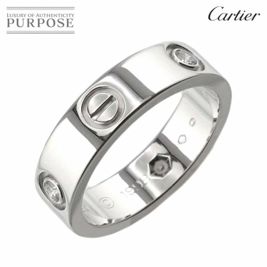 ブランドカルティエラブリングカルティエ Cartier ラブ #56 リング ハーフ ダイヤ 3P K18 WG ホワイトゴールド 750 指輪 VLP 90214089