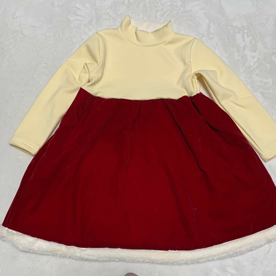 120 ベロア風 マント付  ワンピース クリスマス パーティー キッズ/ベビー/マタニティのキッズ服女の子用(90cm~)(ワンピース)の商品写真