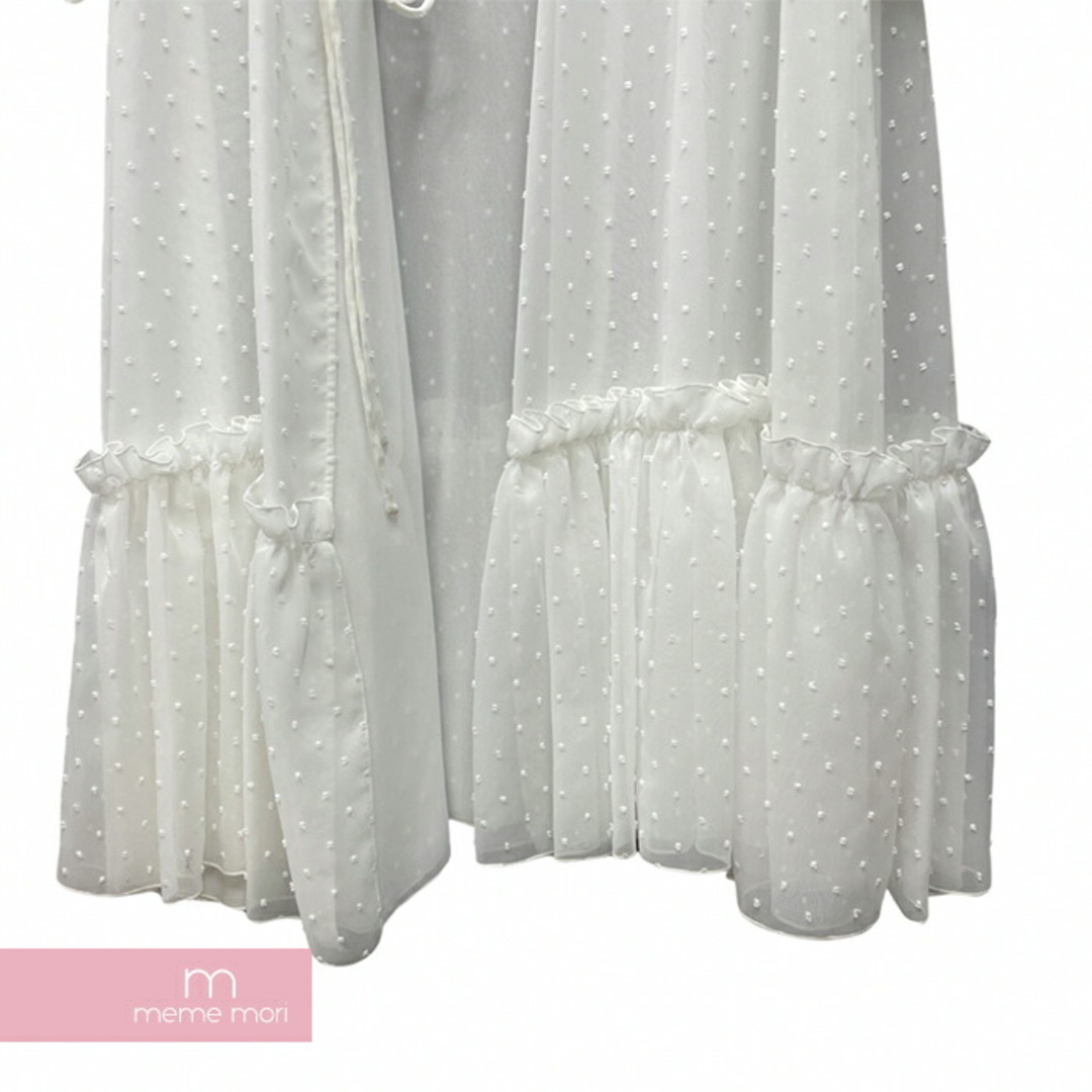 OFF-WHITE(オフホワイト)のOFF-WHITE Chiffon Long Summer Dress OWDB136S19D71048 オフホワイト シフォンロングサマードレス シースルー バックロゴ刺繍 ドット柄 ホワイト サイズ36 【231219】【中古-A】【me04】 レディースのトップス(カーディガン)の商品写真