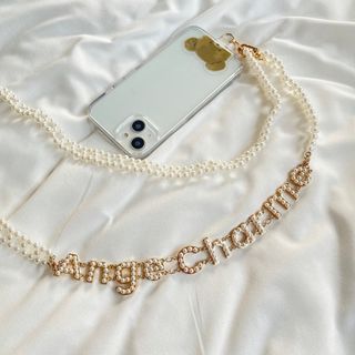 Ange Charme アンジュシャルム 辻希美 ロゴスマホパールチェーン Ange Charme アンジュシャルム 辻希美 ロゴスマホパールチェーン