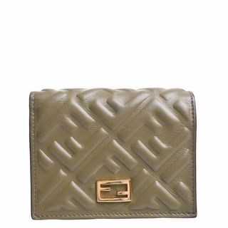 フェンディ(FENDI)の【中古】FENDI フェンディ レザー バゲット 二つ折り財布 8M0420 カーキ by(その他)