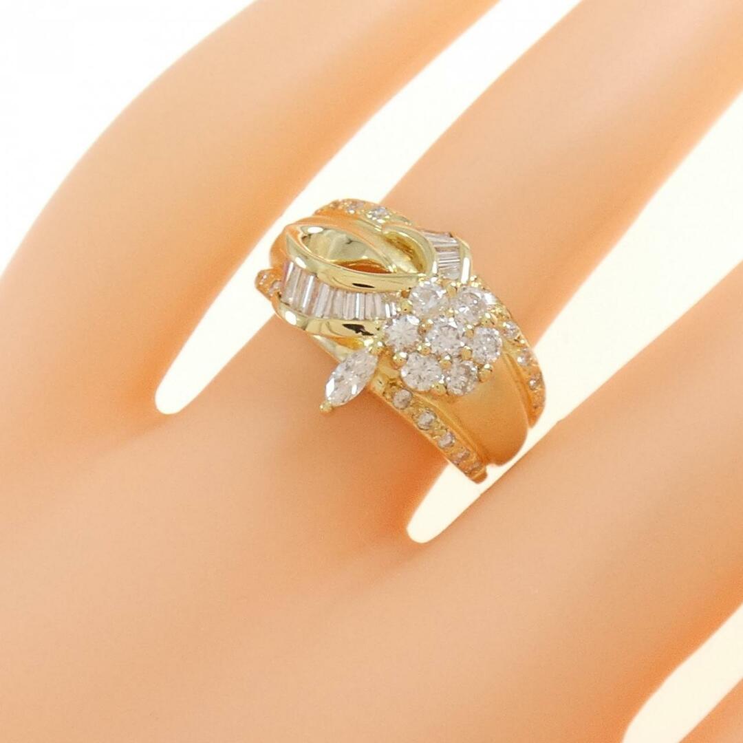 K18YG フラワー ダイヤモンド リング 0.92CT レディースのアクセサリー(リング(指輪))の商品写真