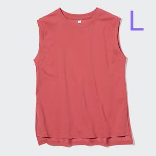 ユニクロ(UNIQLO)のユニクロ エアリズムコットンクルーネックＴ Lサイズ／レッド 新品タグ付き！(Tシャツ(半袖/袖なし))