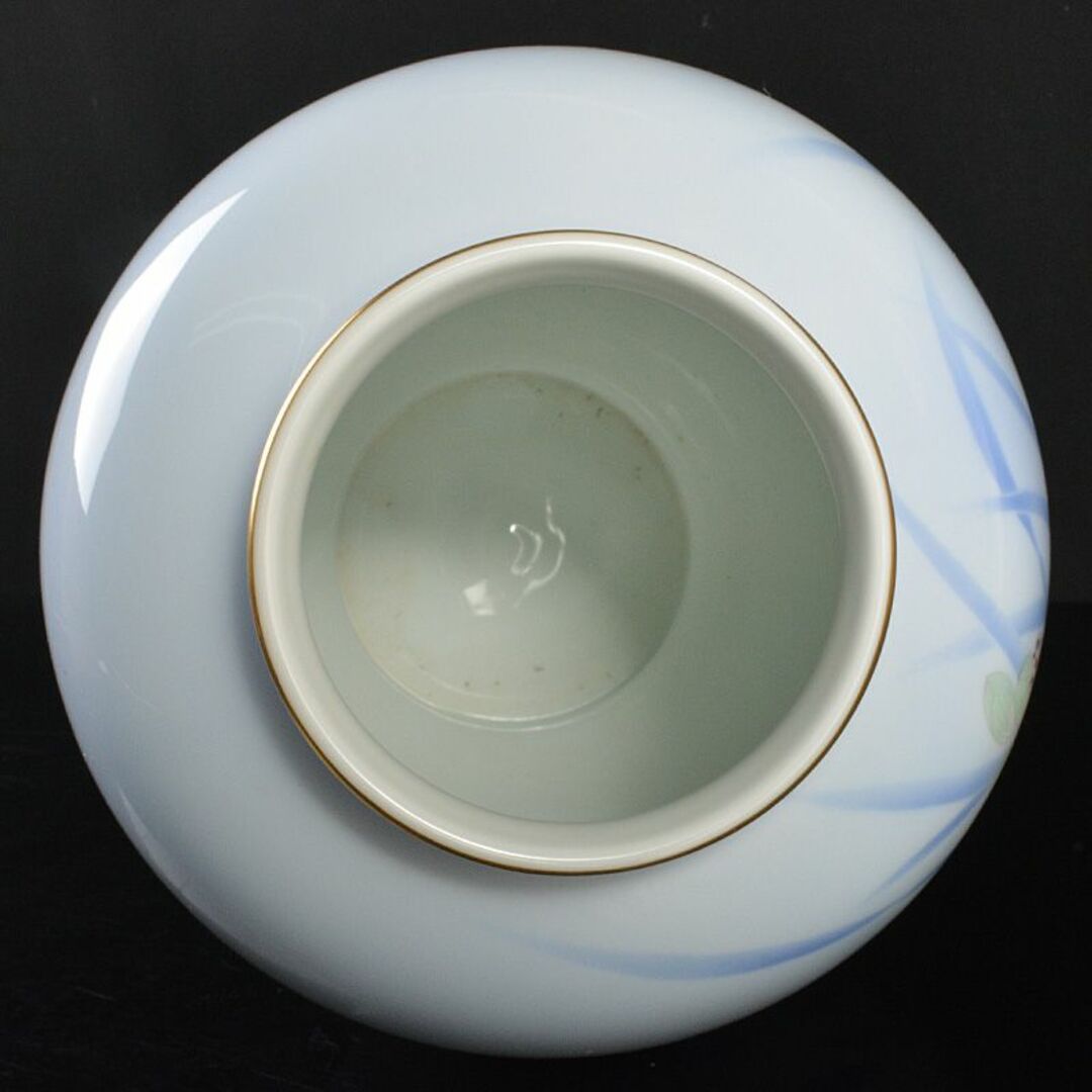 有田焼 宮内庁御用達 深川製磁 百合文 花瓶 共箱 N R6690F 有田焼 宮内庁御用達 深川製磁 百合文 花瓶 共箱 N R6690F