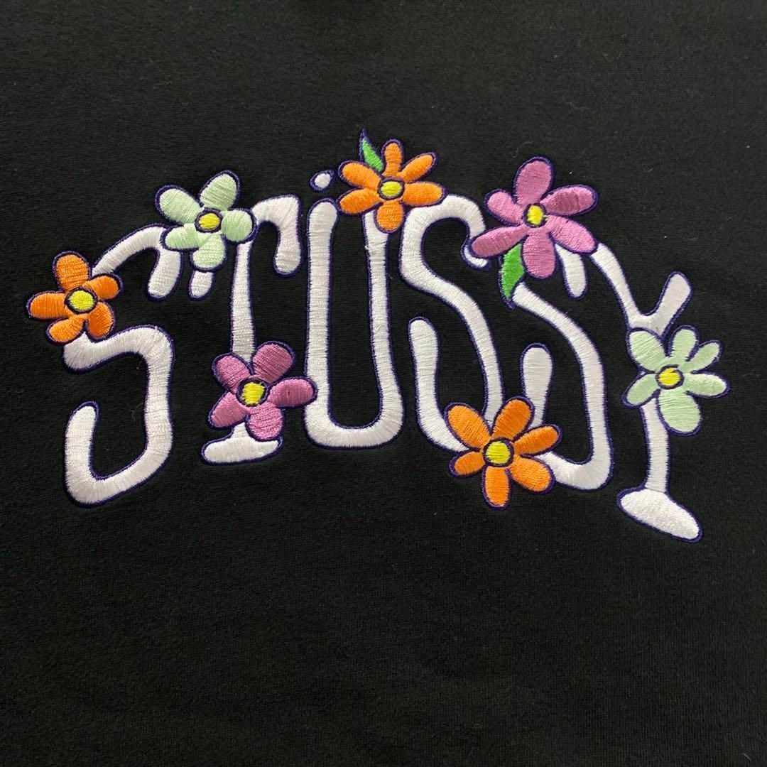 【即完売モデル】stussy 花柄 刺繍ロゴ  希少 フラワー パーカー