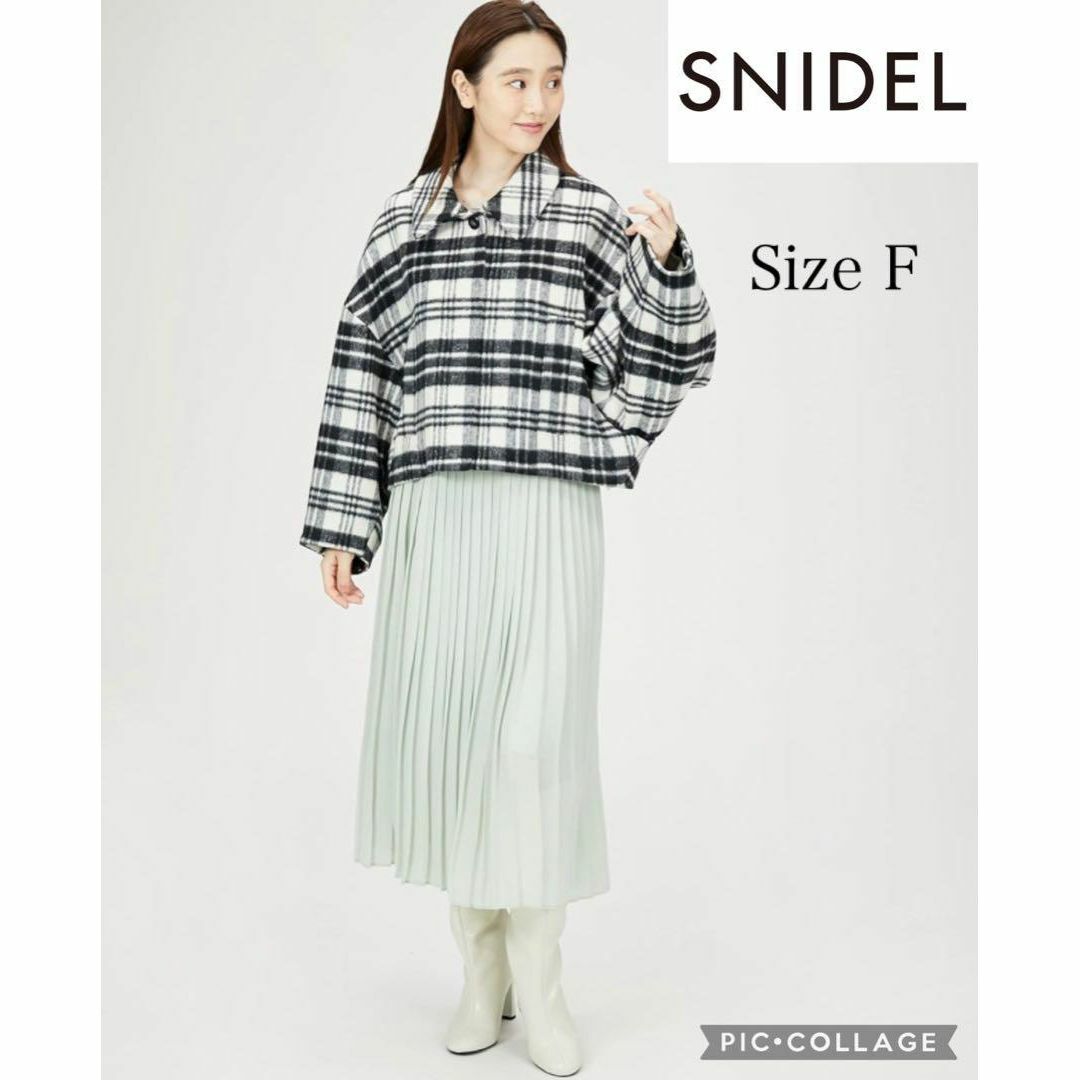 SNIDEL(スナイデル)の【美品】SNIDEL スナイデル　チェックショートコート　サイズF レディースのジャケット/アウター(ピーコート)の商品写真