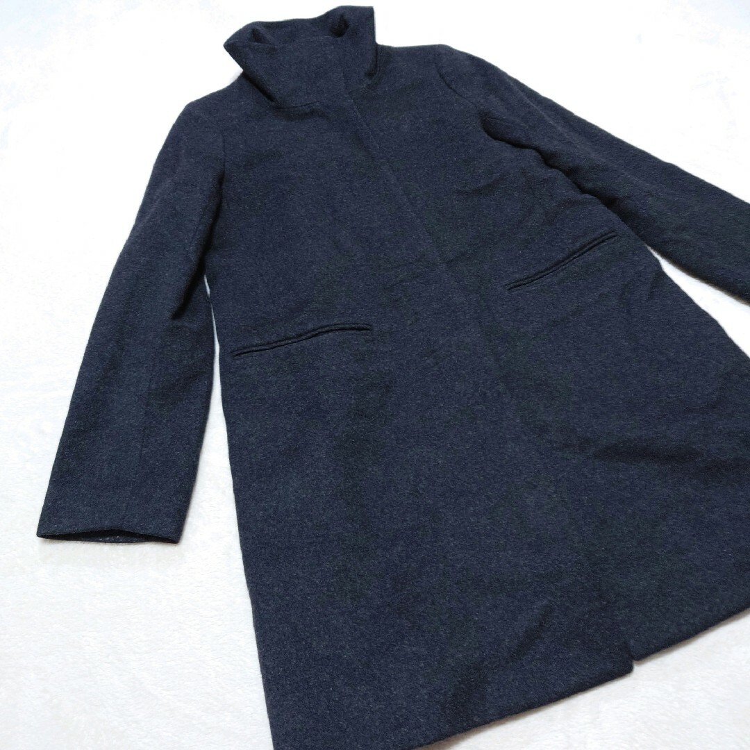 UNIQLO(ユニクロ)のユニクロ　UNIQLO　ロングコート　スタンドカラー　ウール　カシミヤ レディースのジャケット/アウター(ロングコート)の商品写真