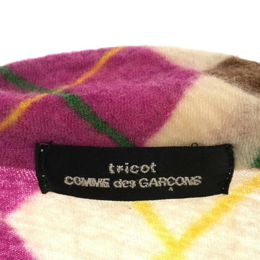 tricot COMME des GARCONS(トリココムデギャルソン)のtricot COMME des GARCONS / トリココムデギャルソン | アーガイル パネル ウール ニット ジャケット | ベージュ/パープル/ブラウン | レディース レディースのジャケット/アウター(その他)の商品写真