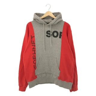 ソフネット(SOPHNET.)のSOPHNET. / ソフネット | COLOR BLOCK HOODIE / 両面プリント スウェット パーカー | M | グレー/レッド | メンズ(スウェット)