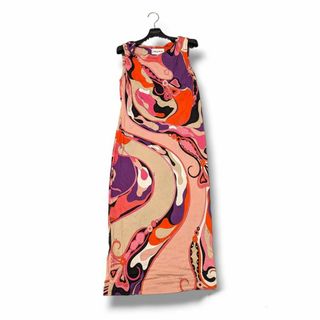 エミリオプッチ(EMILIO PUCCI)の良品　エミリオプッチ　ロングワンピース　S　ロングドレス　ピンク系　ベルト(ロングワンピース/マキシワンピース)