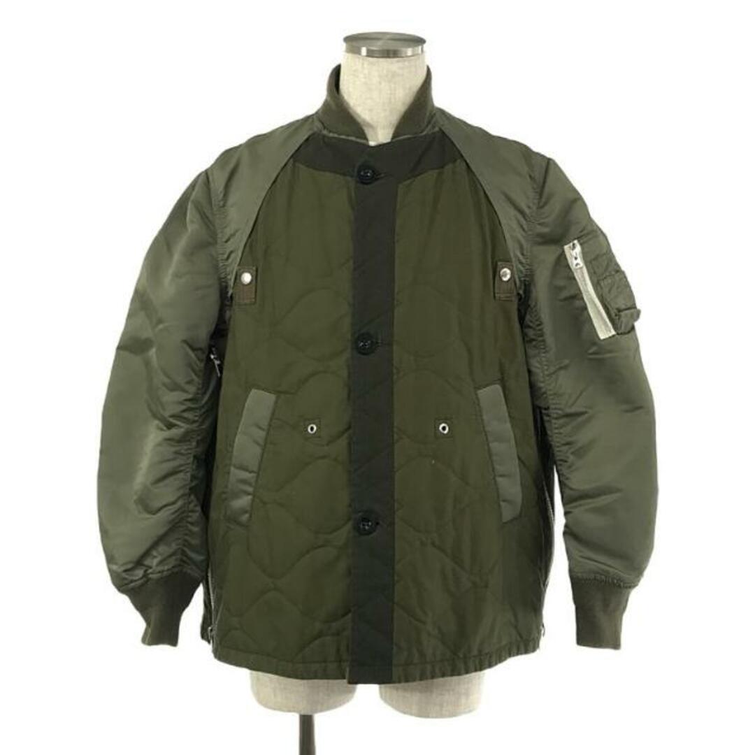 sacai(サカイ)のsacai / サカイ | 2021AW | MA-1 Nylon Twill Blouson / ドッキング キルティング ボンバージャケット ブルゾン | 2 | カーキ | メンズ メンズのジャケット/アウター(その他)の商品写真