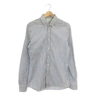 ブルネロクチネリ(BRUNELLO CUCINELLI)の【美品】  BRUNELLO CUCINELLI / ブルネロクチネリ | コットン ストライプ ネップライク ボタンダウンシャツ | S | ホワイト/ブルー | メンズ(Tシャツ/カットソー(七分/長袖))