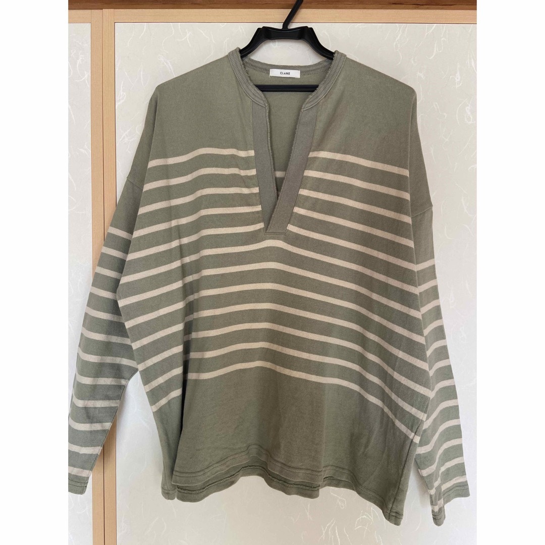 CLANE(クラネ)のClane WIDE HENRY NECK BORDER TOPS/ レディースのトップス(カットソー(長袖/七分))の商品写真