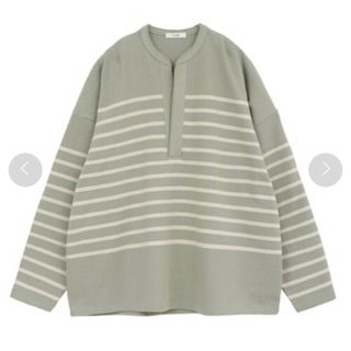 クラネ(CLANE)のClane WIDE HENRY NECK BORDER TOPS/(カットソー(長袖/七分))