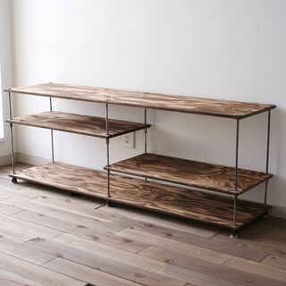 wood iron shelf 440*1200*300〈ブラウン〉(リビング収納)
