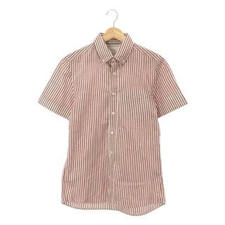 ブルネロクチネリ(BRUNELLO CUCINELLI)の【美品】  BRUNELLO CUCINELLI / ブルネロクチネリ | コットン ストライプ ボタンダウンシャツ | XS | ホワイト/ピンク系 | メンズ(Tシャツ/カットソー(半袖/袖なし))