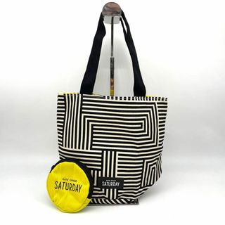 ケイトスペードサタデー(KATE SPADE SATURDAY)の極美品 ケイトスペード トートバッグ コンパクト ボーダー モノクロ 51217(エコバッグ)