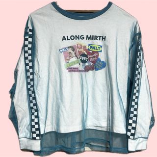 ピンクラテ(PINK-latte)のO Pinklatte チュール付き 長袖 ロンT ロゴ トップス 140サイズ(Tシャツ/カットソー)