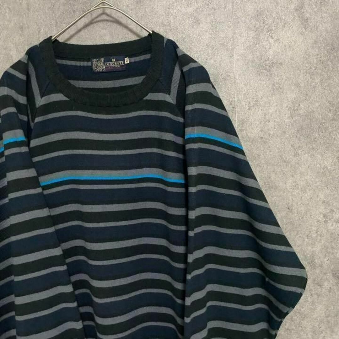 VINTAGE(ヴィンテージ)の90s vintage ボーダー　デザインニット　メンズ　XXL 古着　Y2 メンズのトップス(ニット/セーター)の商品写真