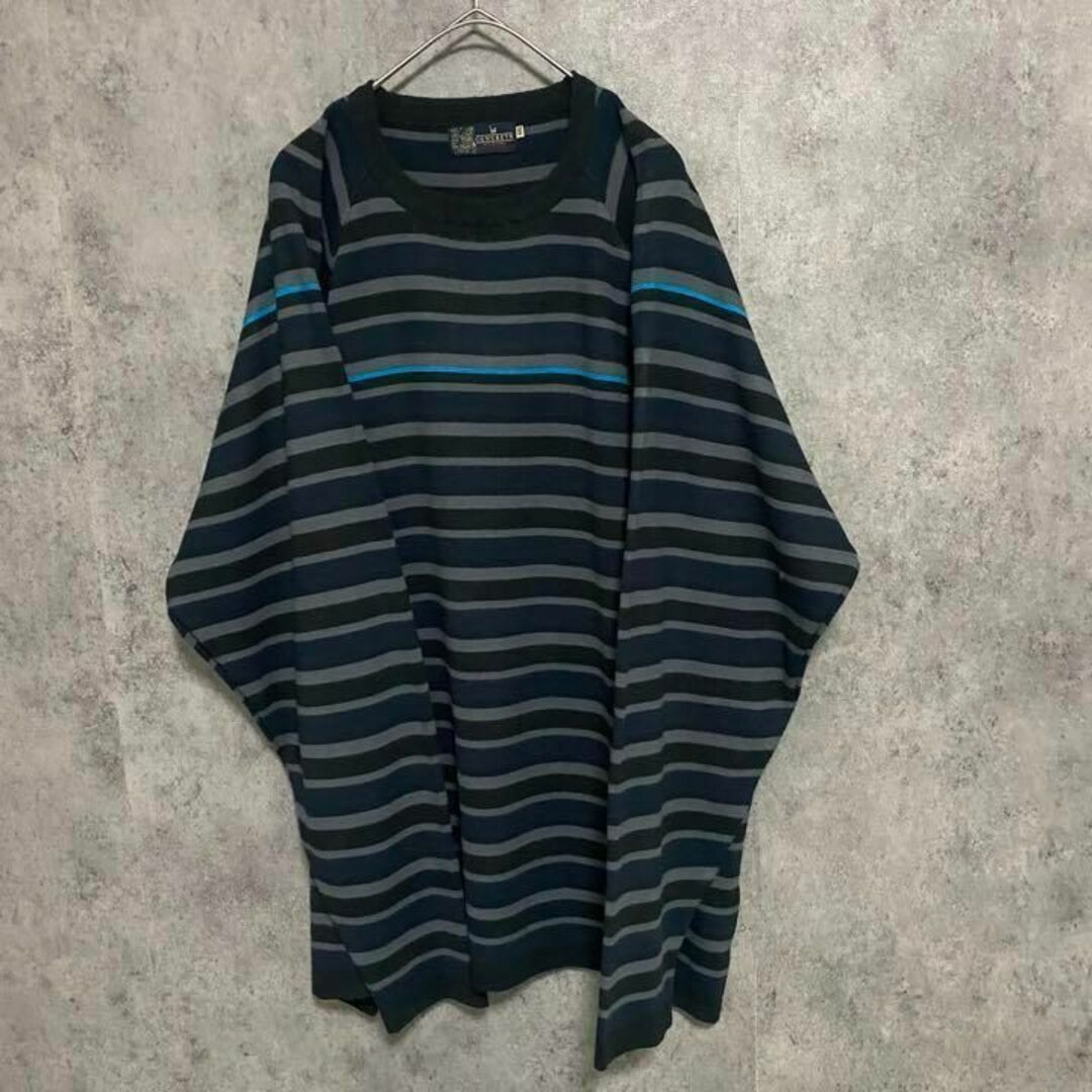 VINTAGE(ヴィンテージ)の90s vintage ボーダー　デザインニット　メンズ　XXL 古着　Y2 メンズのトップス(ニット/セーター)の商品写真